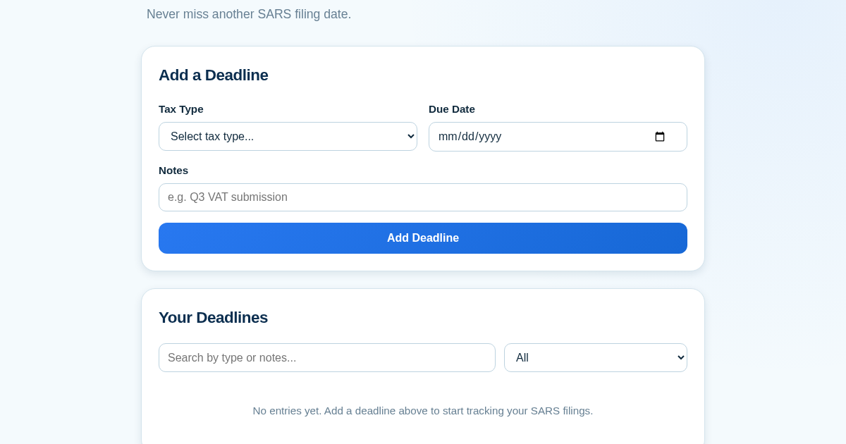 SARS Deadline Tracker